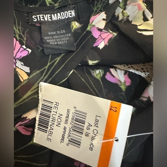 Steve Madden Black Floral Kimono Duster One Size - Picture 4 of 5